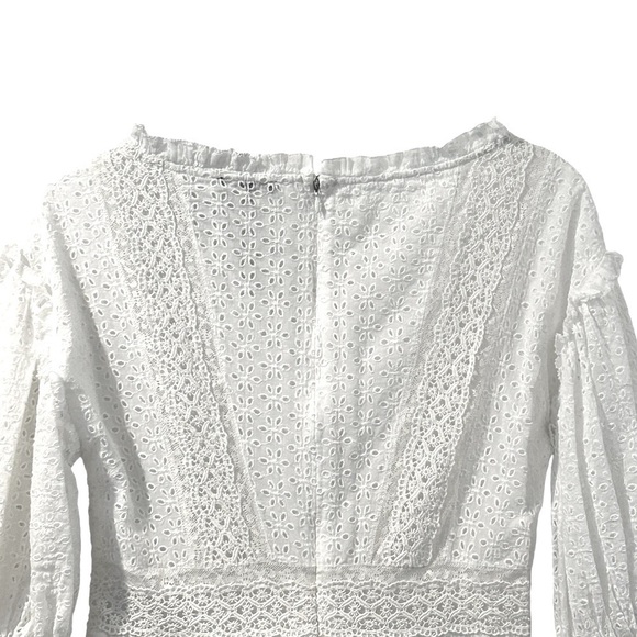ANTHROPOLOGY LOVE SAM Dress Boho Eyelet Lace Ruffle White Size Medium Like new - Picture 9 of 13